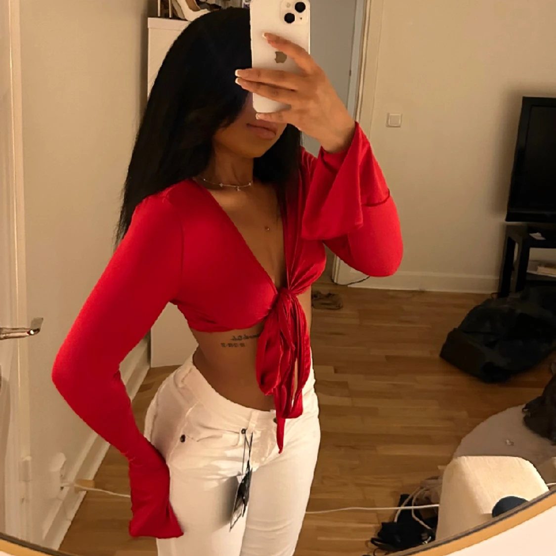 Röd långärmad topp - 90