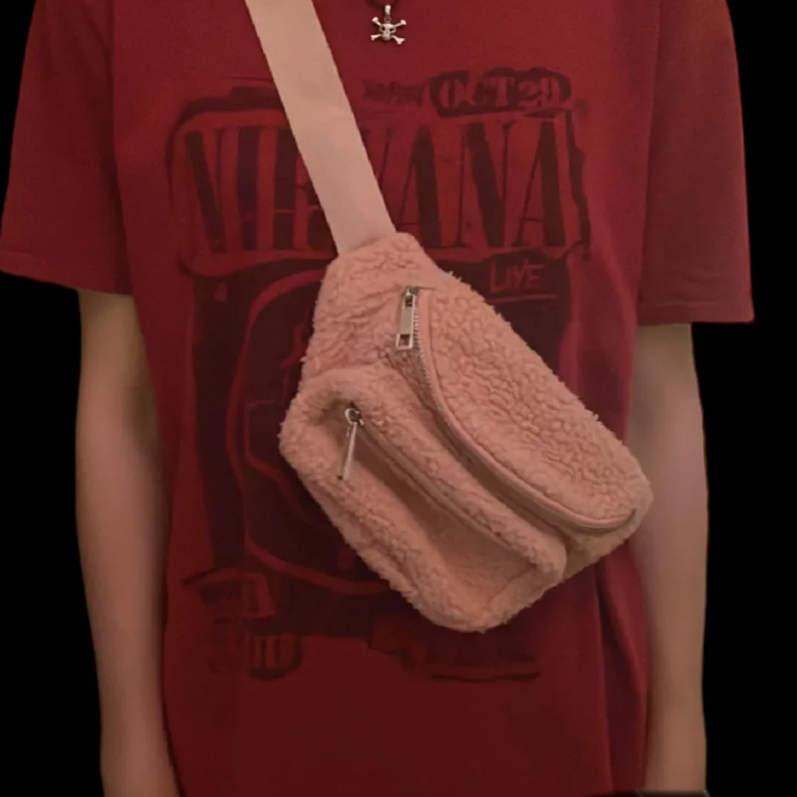 Fluffig rosa väska magväska - 90