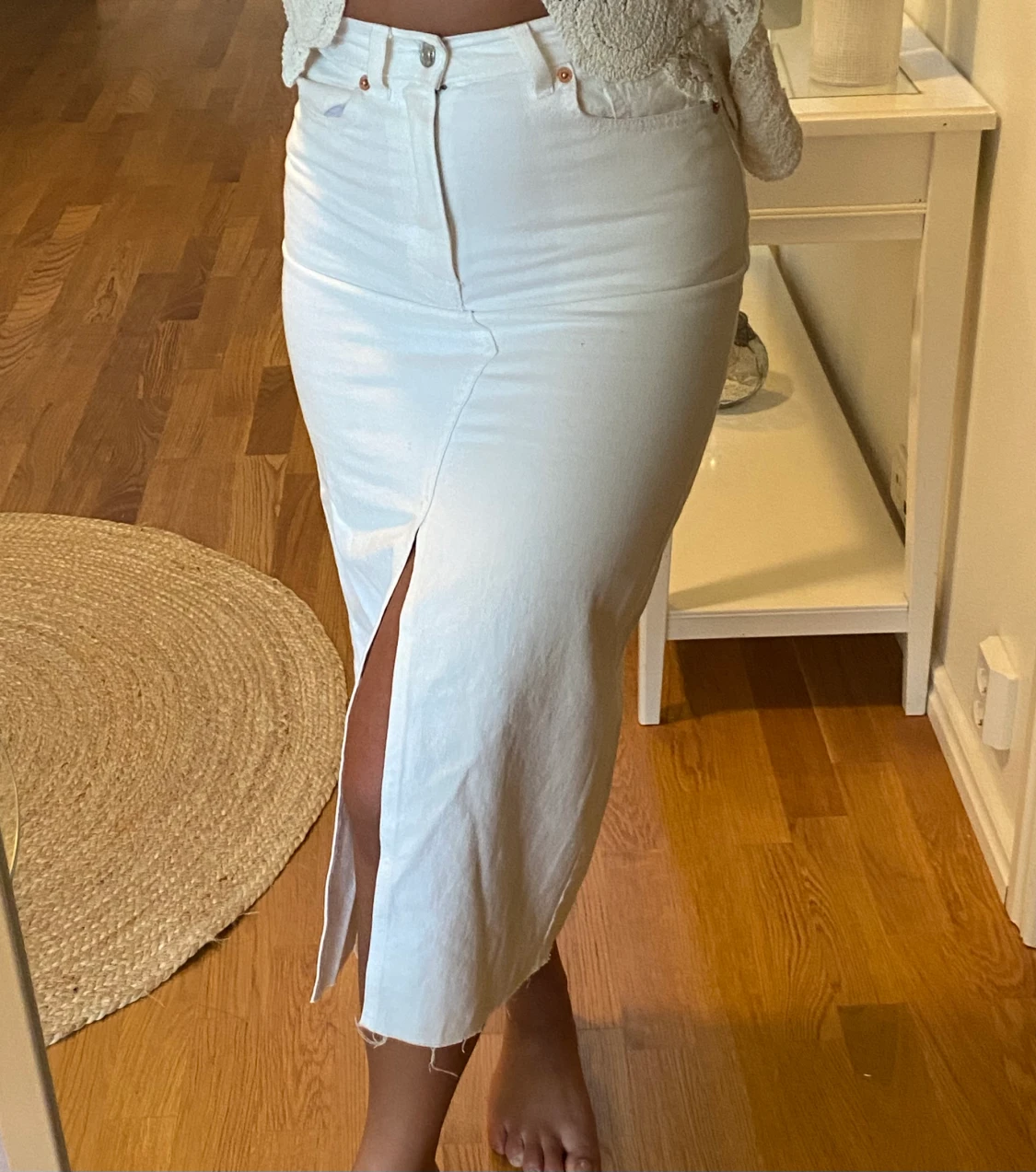 Vit jeans kjol  - 90
