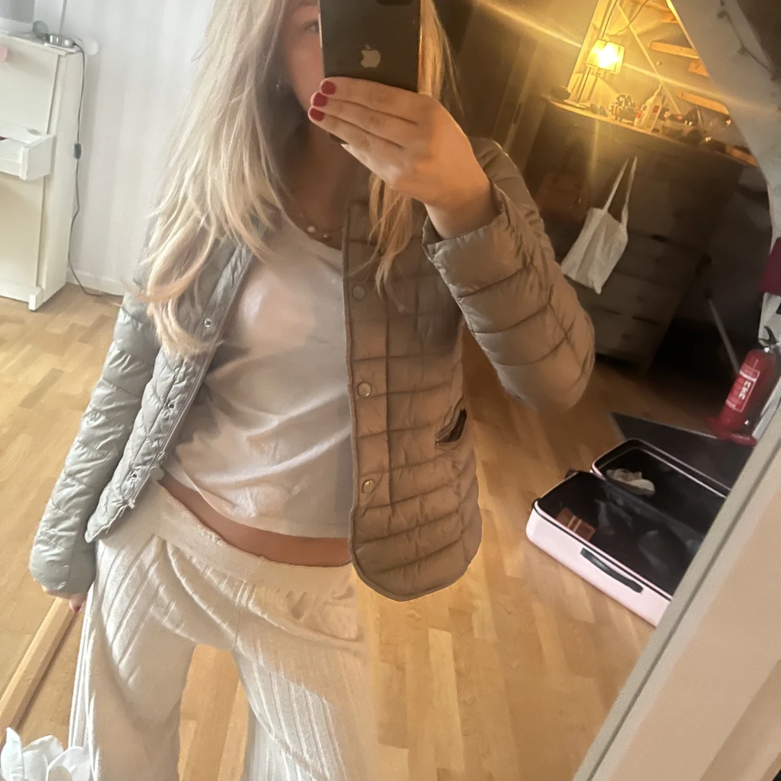 Snygg grön puffjacka  - 90