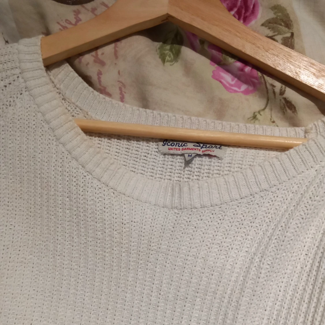 Vit stickad tröja - 90