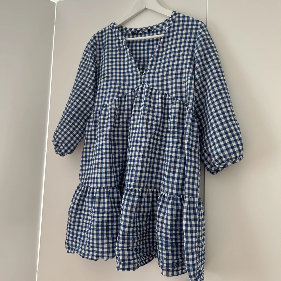 Blåvit rutig klänning - 91