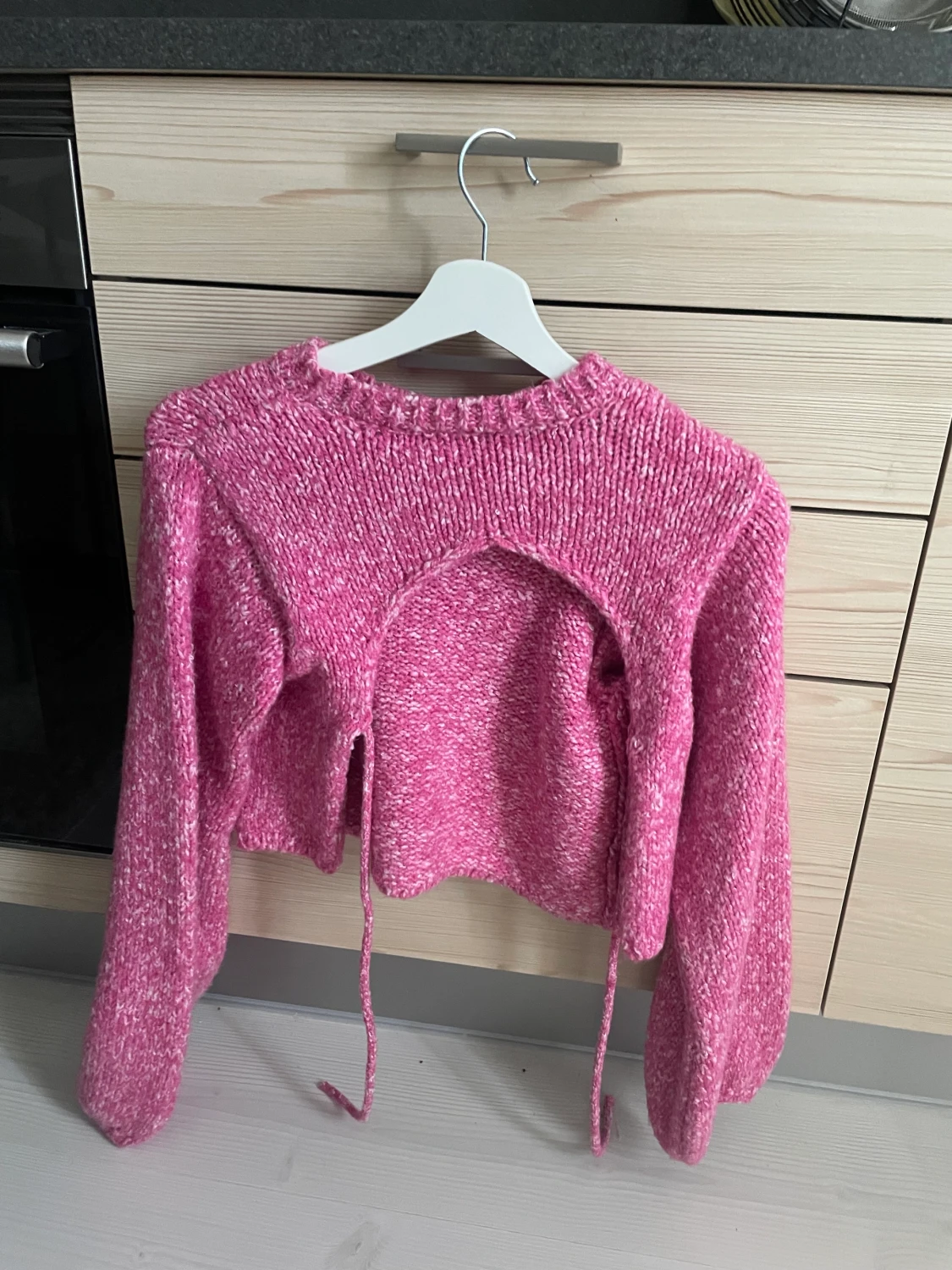 Rosa stickad tröja - 90