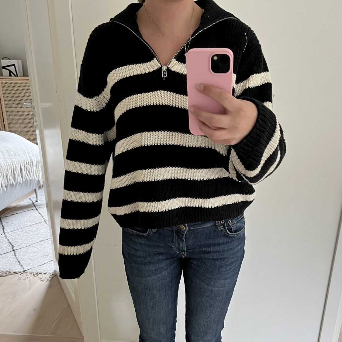 Randig stickad tröja - 90