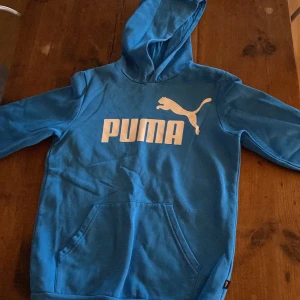 Blå puma huvtröja - En ljusblå puma huvtröja i gott skick, har en enstaka pytteliten fläck på magen som knappt går att se, annars jättefin och enkel huvtröja