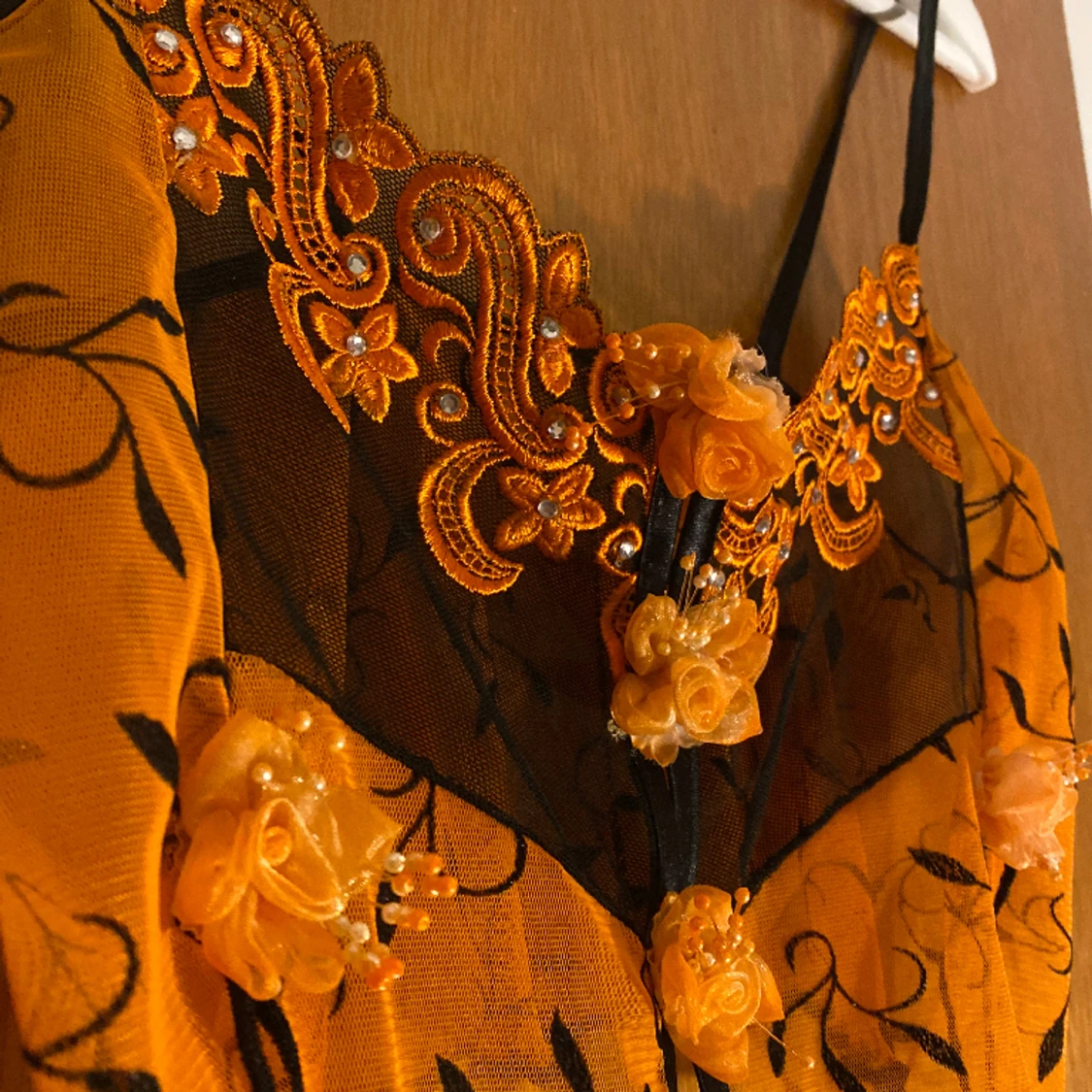 Orange snygg mesh-topp - 91