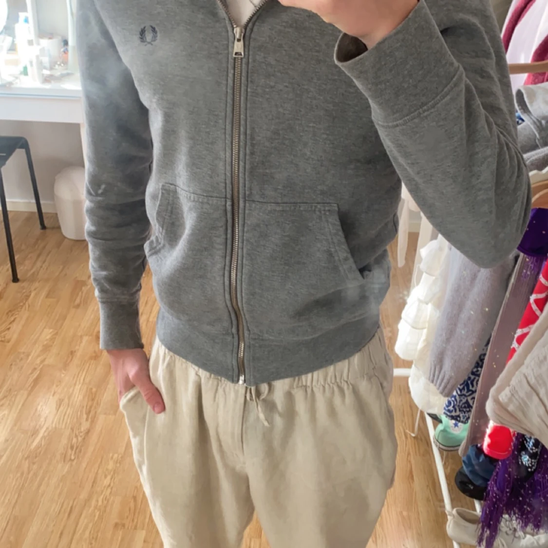 Grå Fred Perry zip tröja  - 90