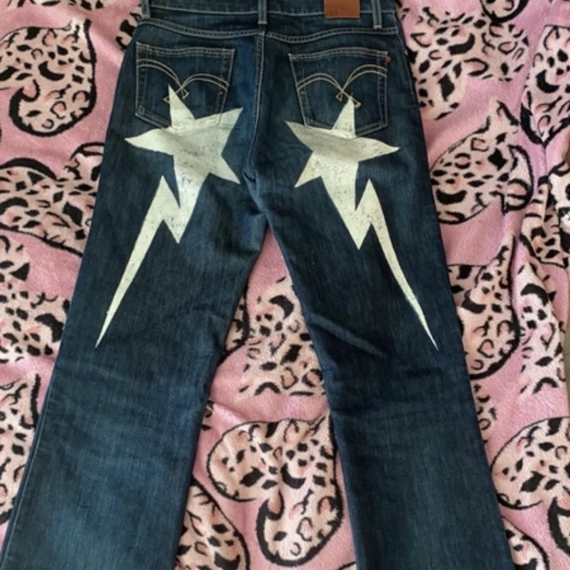 Y2k jeans med tryck  - 91