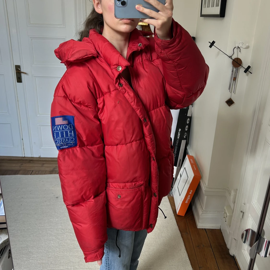 Röd dunjacka