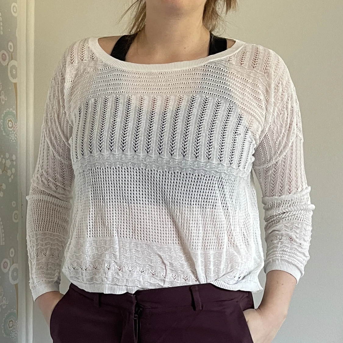 Samsoe genomskinlig vit tröja 