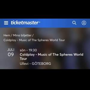 Säljer min Coldplay biljett den 9 Juli, då jag fått förhinder. Ståplats 13+