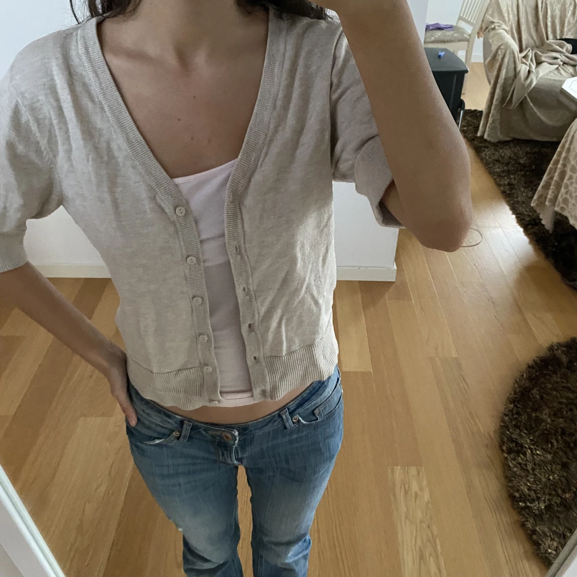 Kofta/tröja med trekvartsärm