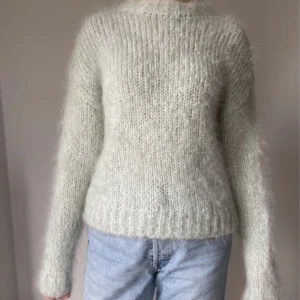 H&M mohair stickad - Stor i storlek , mintgrön/vit