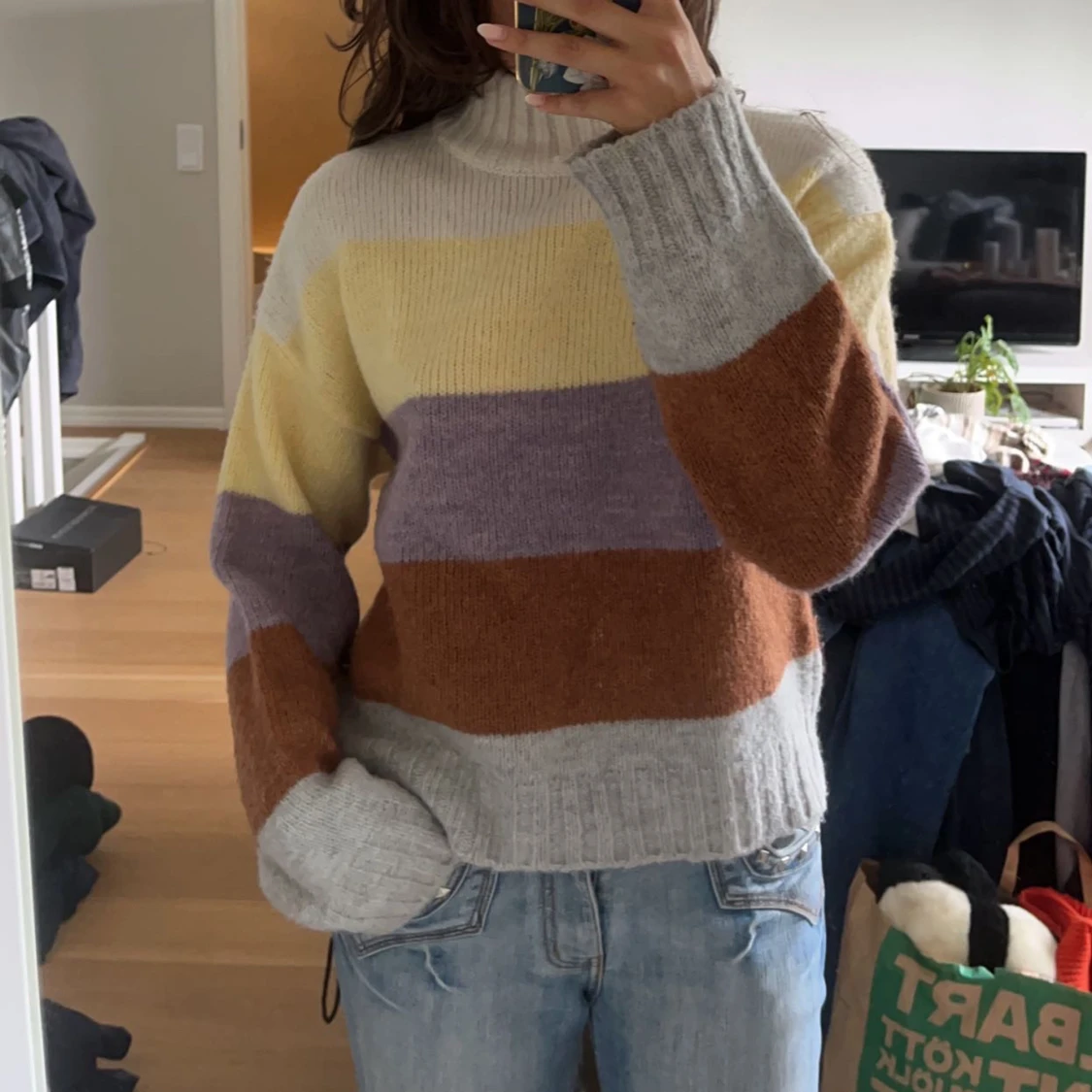 Randig stickad tröja - 90