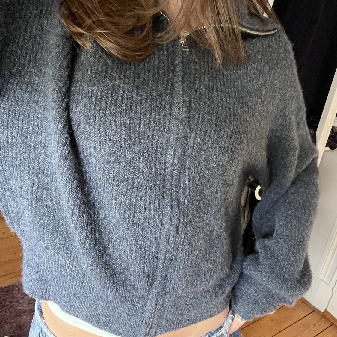 Marinblå stickad kofta - 91
