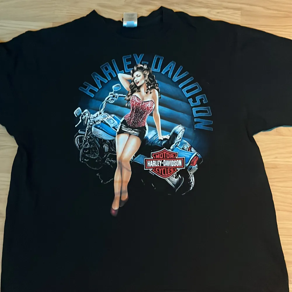 Det är en Harley t shirt jag köpte i en Harley Davidson affär i Göteborg som har den göteborska poseidon statyn på ryggen . T-shirts.