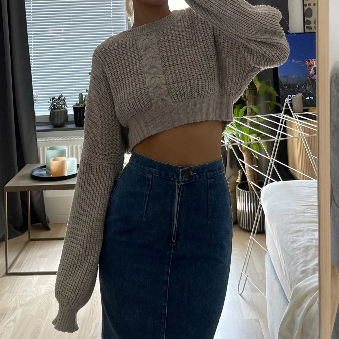 Croppad stickad tröja - 90