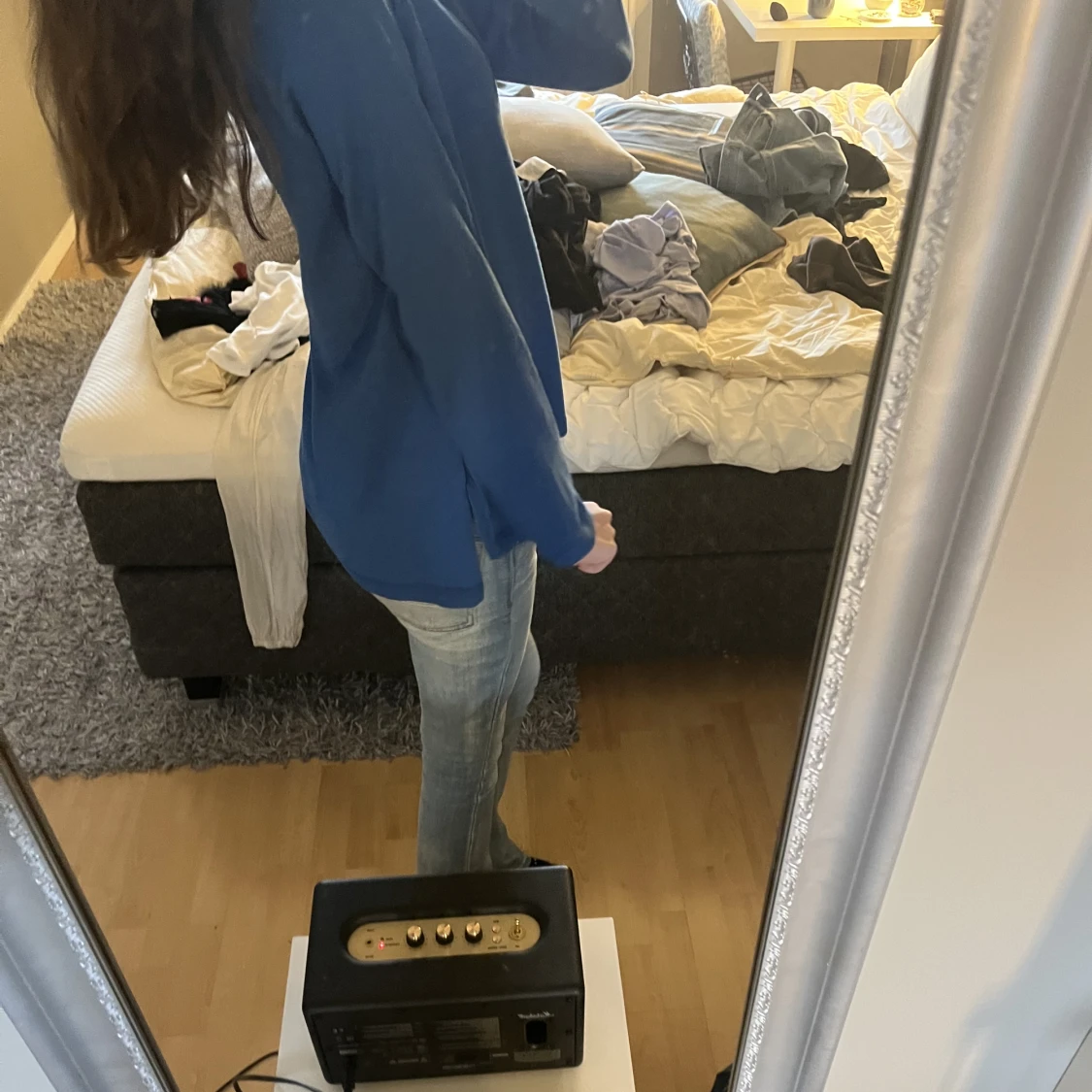 Tunn blå stickad - 90