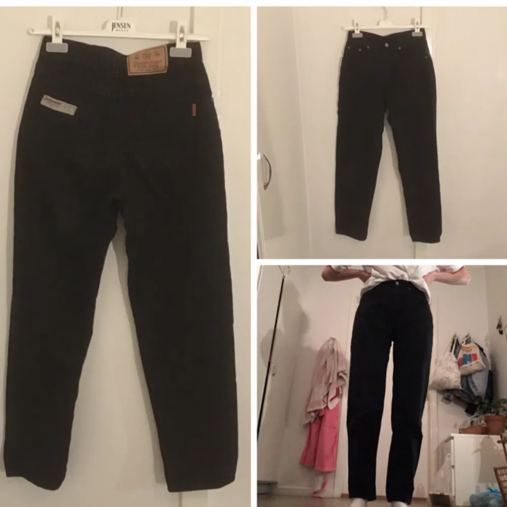 Svarta momjeans från 80-talets Åhlens! Frakt: 79kr. Jeans & Byxor.