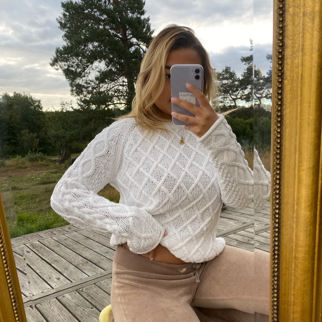 Vit stickad Gant tröja  - 91