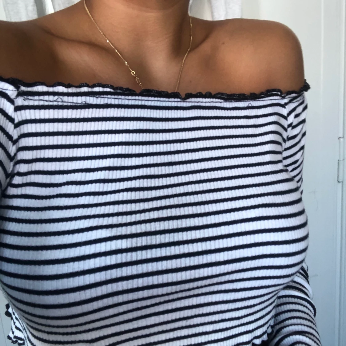 Randig ribbad croptop