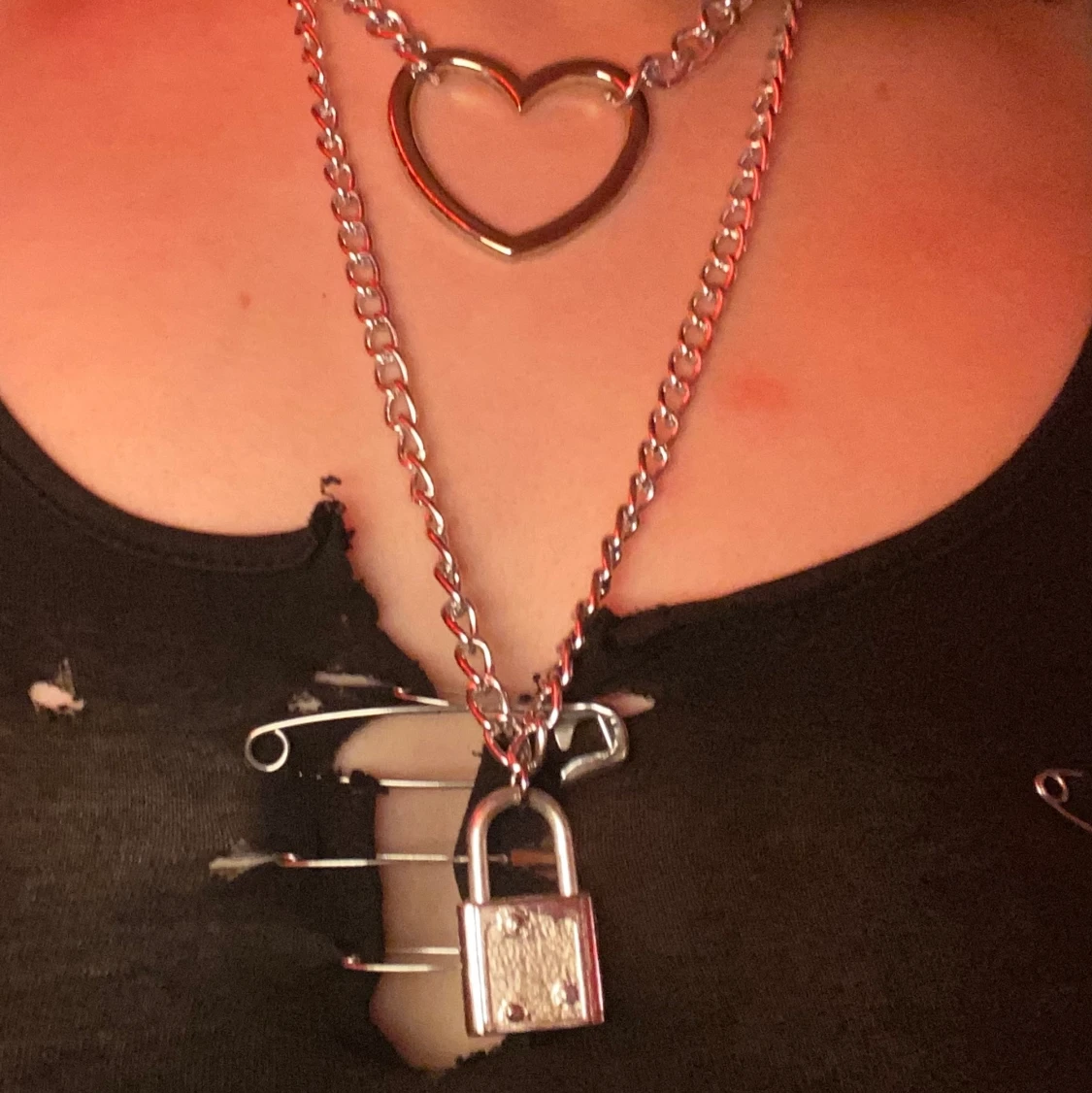 Choker med hjärta och lås - 90