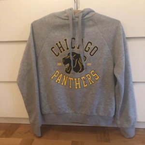 Hoodie  - Grå hoodie med coolt tryck XS/S collegetröja 