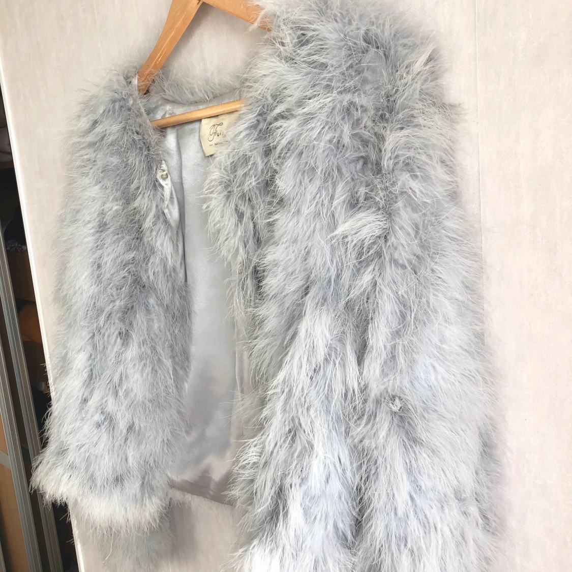 Ljusblå Äkta pälsjacka 