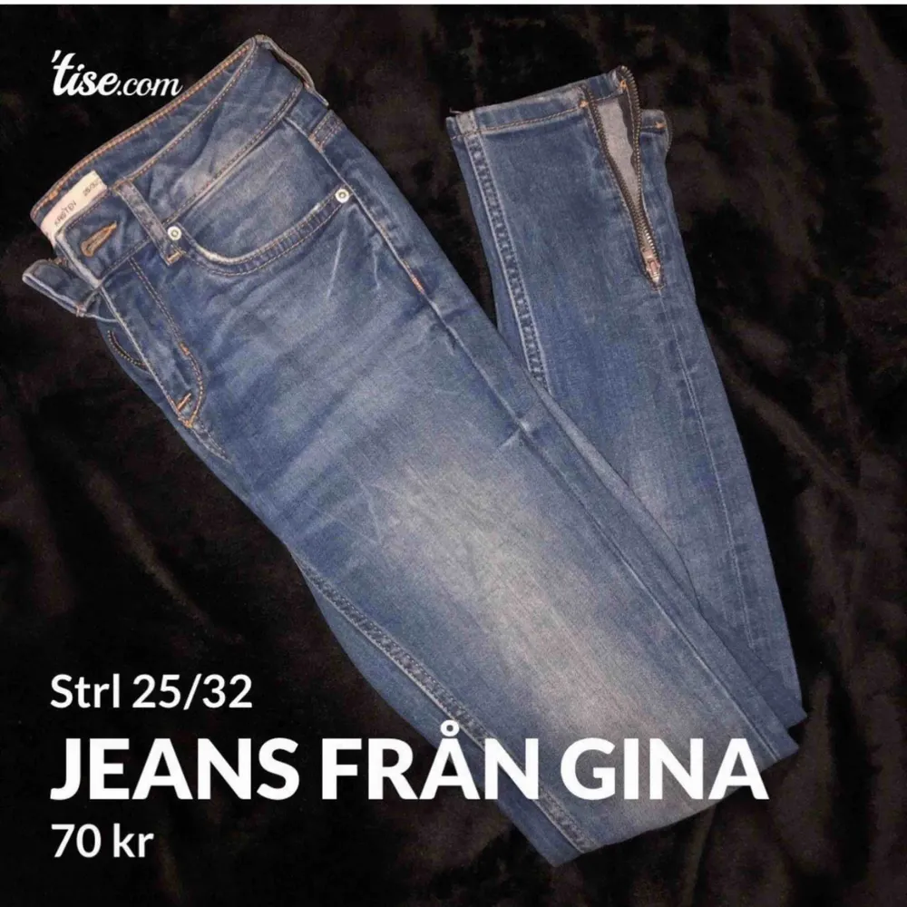 Ett par populära ”kristen” jeans ifrån Gina Tricot i strl 25/32 i mycket bra skick! Möts upp i Sthlm eller så fraktar jag.  Frakt : 72kr. Jeans & Byxor.