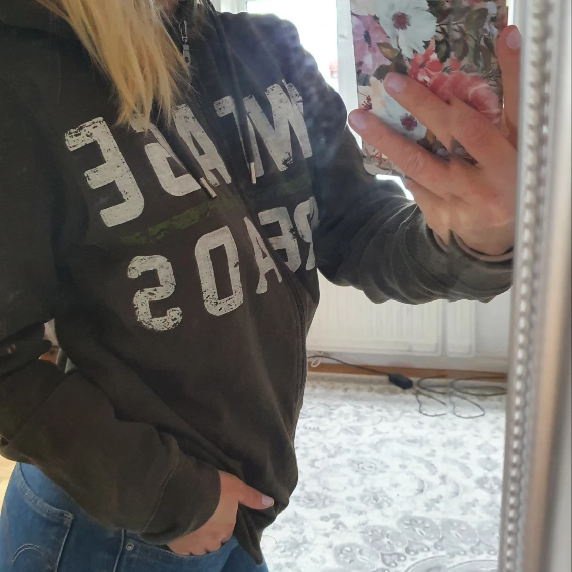 Grön zip hoodie - 90