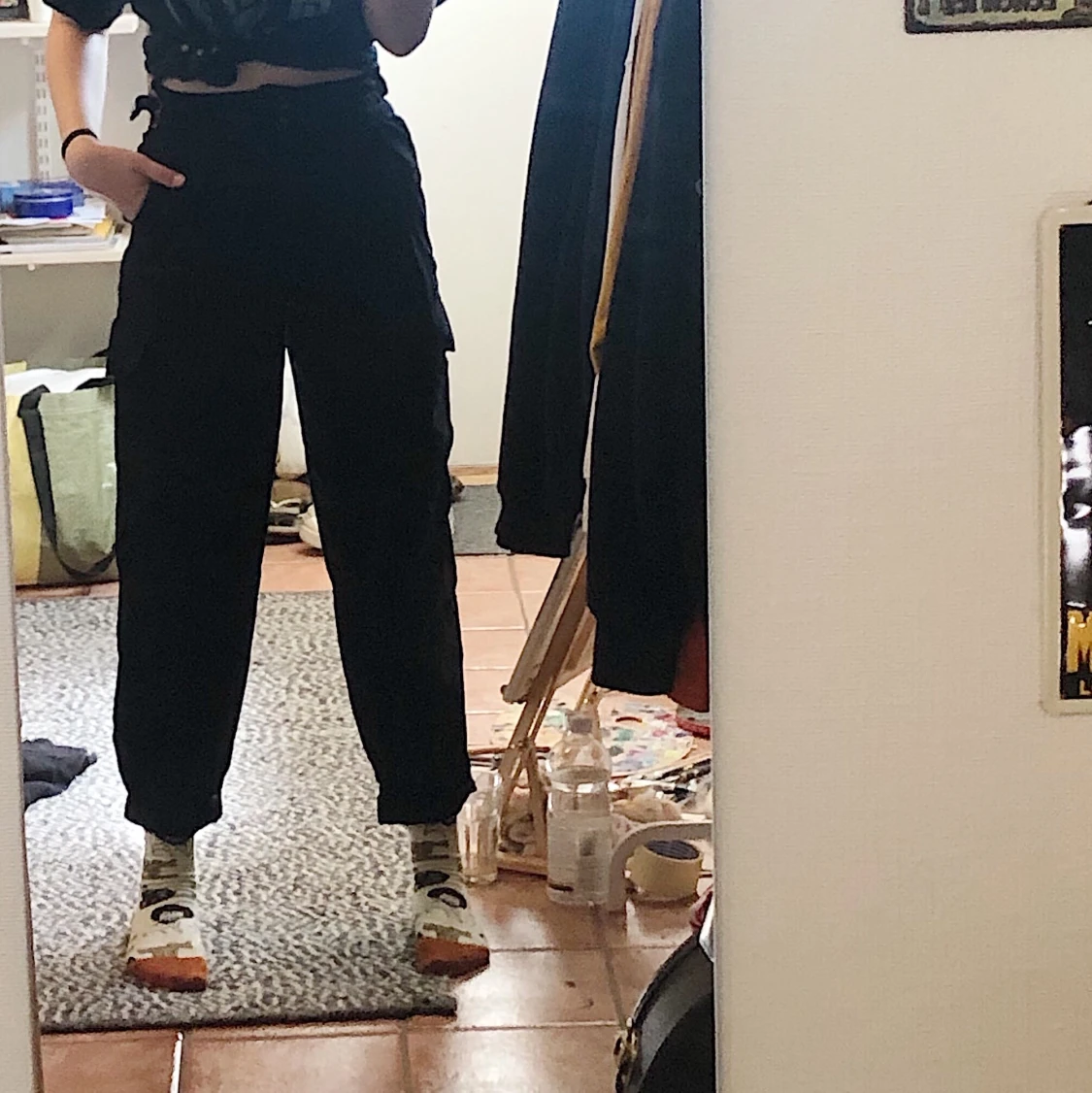 snygga svarta cargo pants - 90