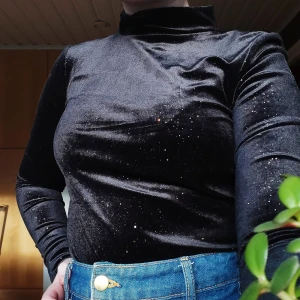 Glittrig Tröja - Jättefin glittrig tröja i velour med polo. Den är från monki och bara använd några få gånger. Säljer därför den inte kommer till användning. 