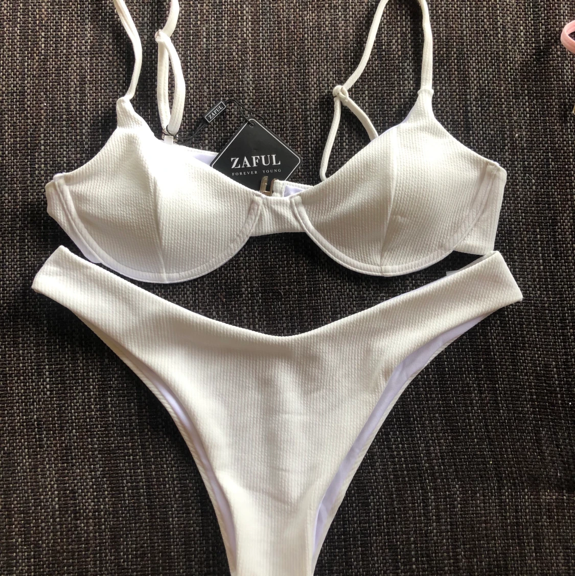 Zaful bikini ribbad vit