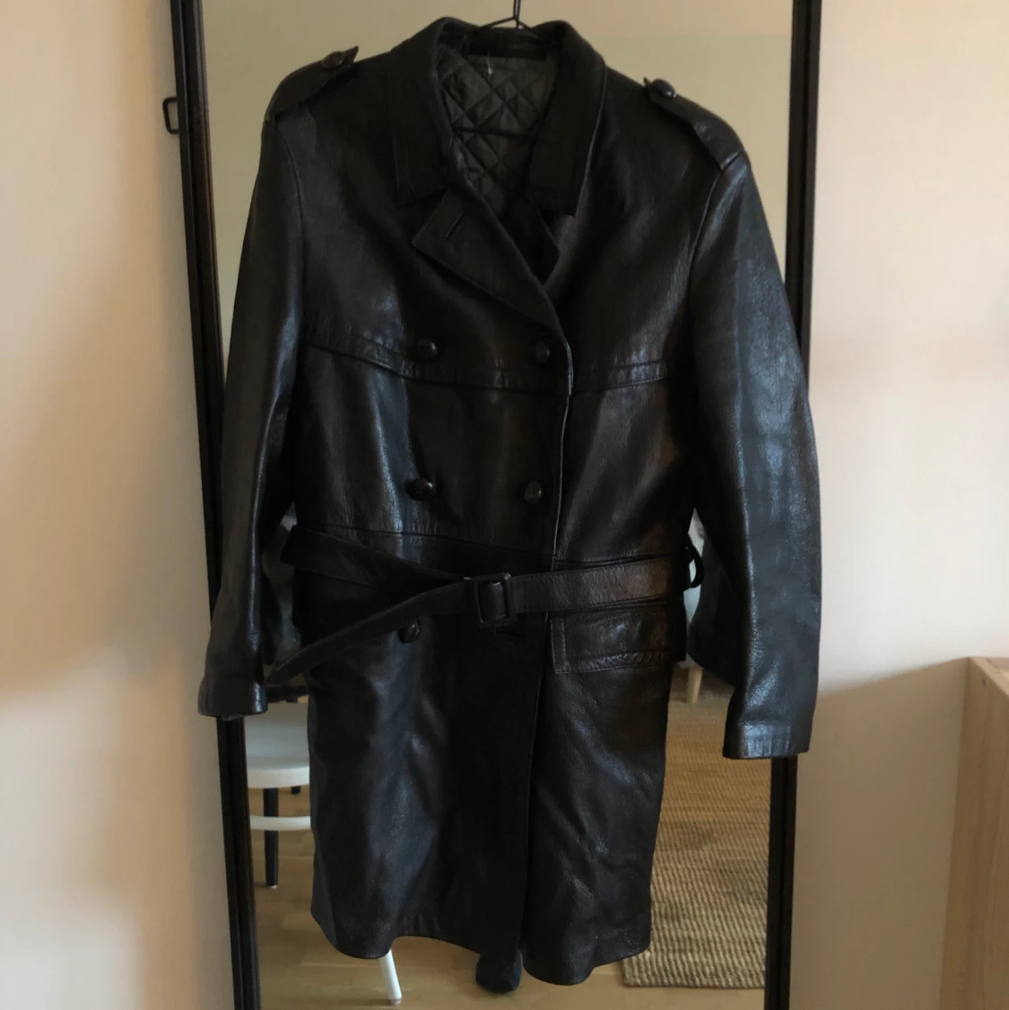 Oversized äkta skinnjacka  - 91