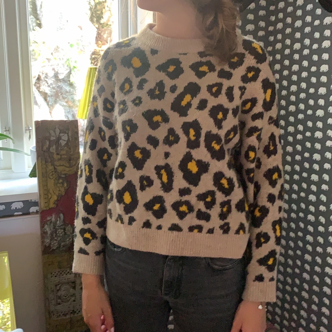 Beige leopard tröja