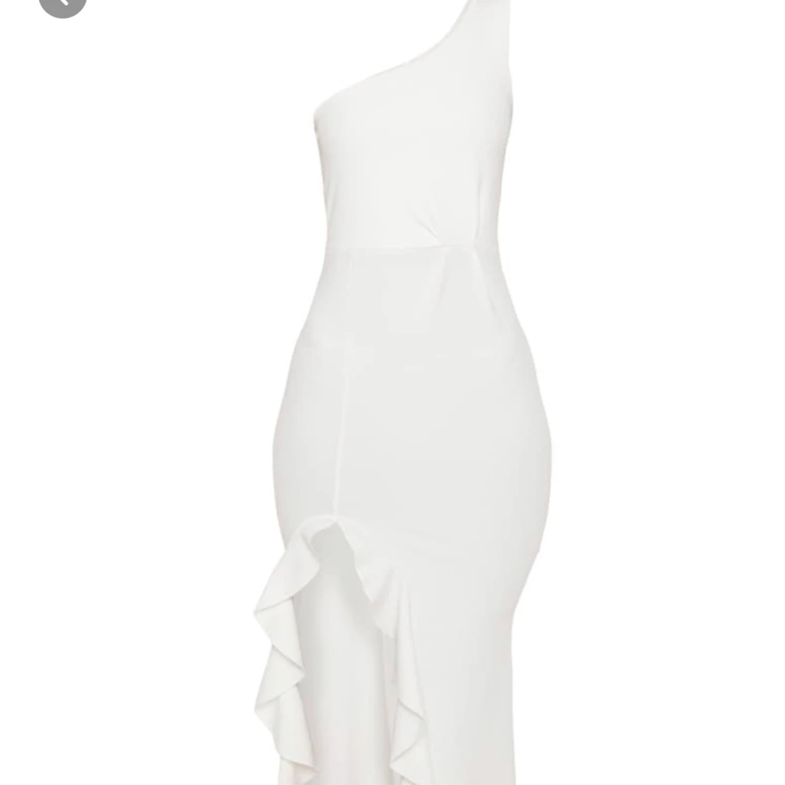 White one shoulder ruffle Hem maxi dress - 91