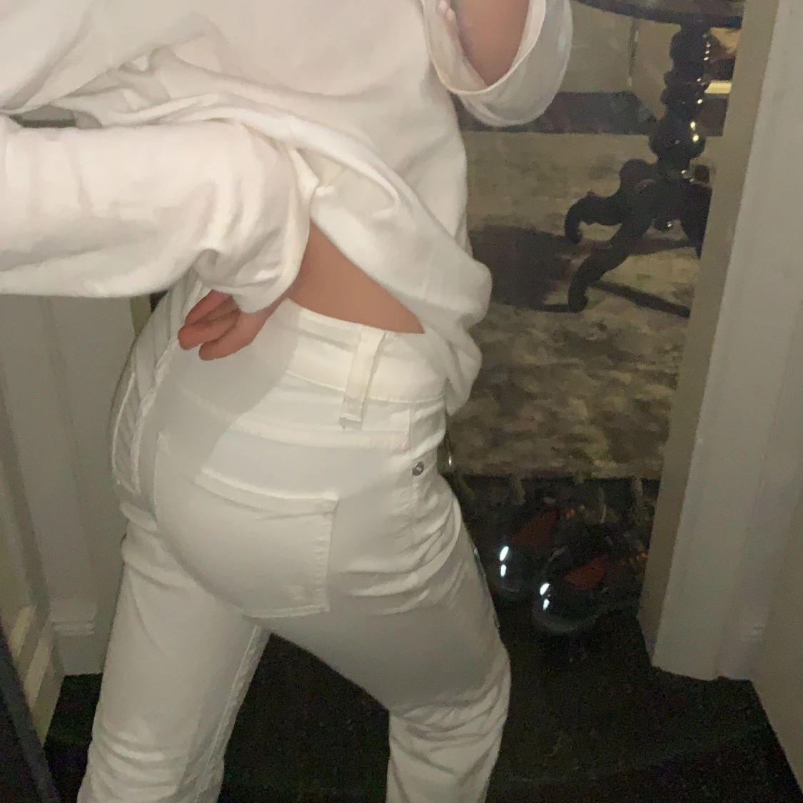 Vita jeans lågmidjade💗 - 91