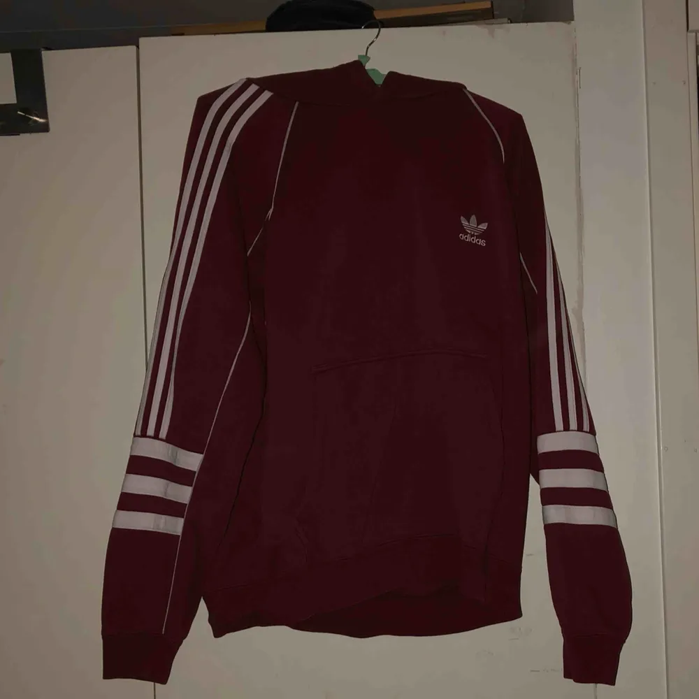 Säljer en skitsnygg hoodie från adidas som tyvärr inte kommer till användning, storleken är herr storlek så passar perfekt om man gillar oversized, frakten ingår i priset    Skriv för mer bilder den ser jättekonstig ut på bilden men de e ljuset . Hoodies.