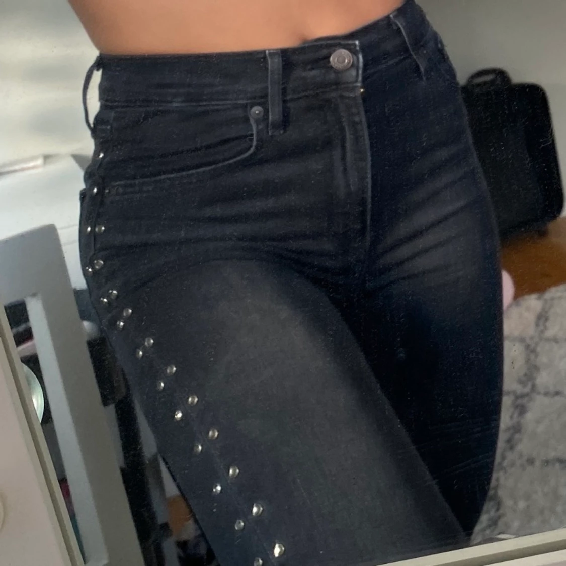 Svarta jeans med pärlor - 90