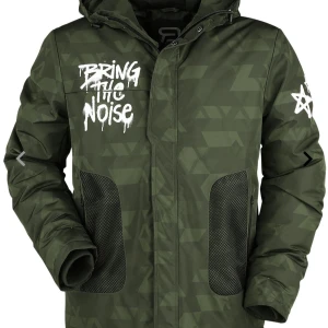 Ny Camo jacka med klotter 'bring the noise' - HELT NY! Strl XL. Fickor som går att stänga, innerficka. Populär grön camo med "klotter". Skitsnygg och ett måste i garderoben till våren! Nypris 1199:- Nu 500:- och fri frakt!