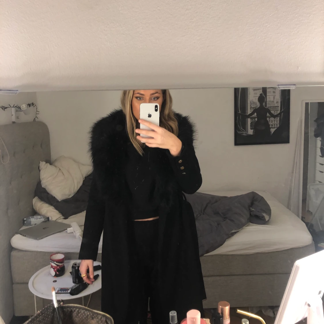 Kappa med päls krage - 91