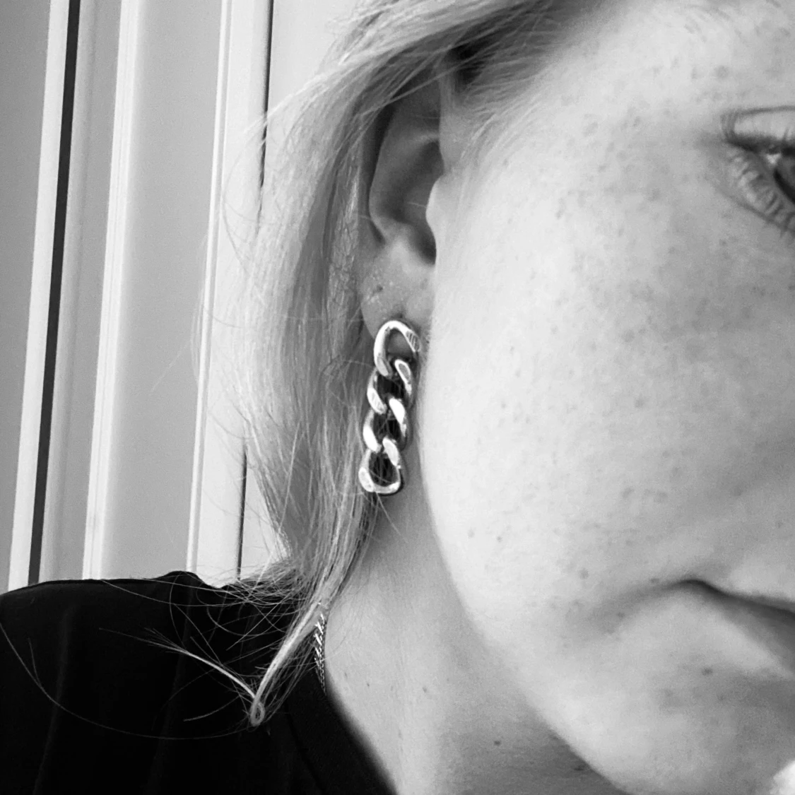 Silvriga kedjeörhängen