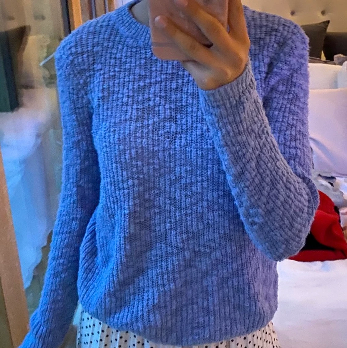 Blå stickad tröja från mango