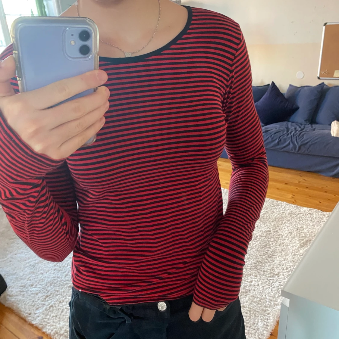 Rödsvart-randig tröja - 91