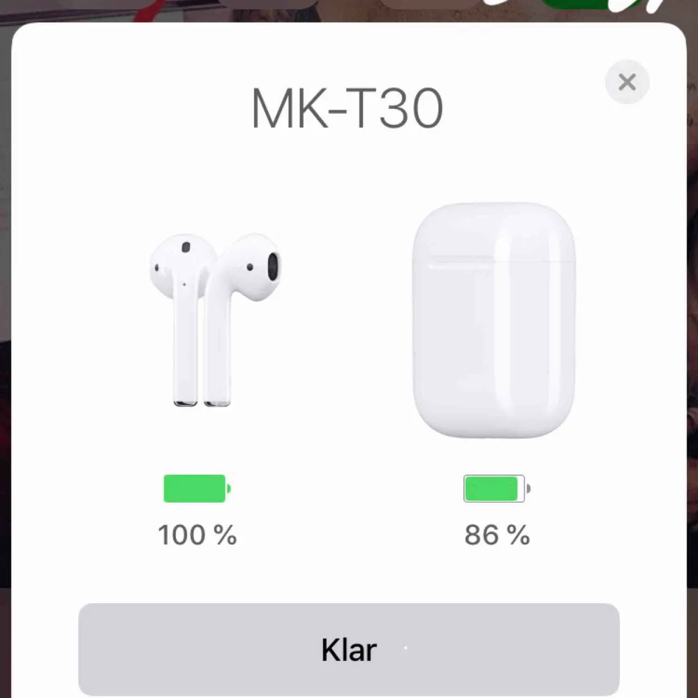 Säljer ett par sprillans nya oanvända Earpods i modellen MK-T30 som ser exakt likadana ut som AirPods. Då jag har köpt en uppgraderad version. Den har även popup funktionen kollar bild nr 3.😃  Jag står för frakten😃  . Övrigt.