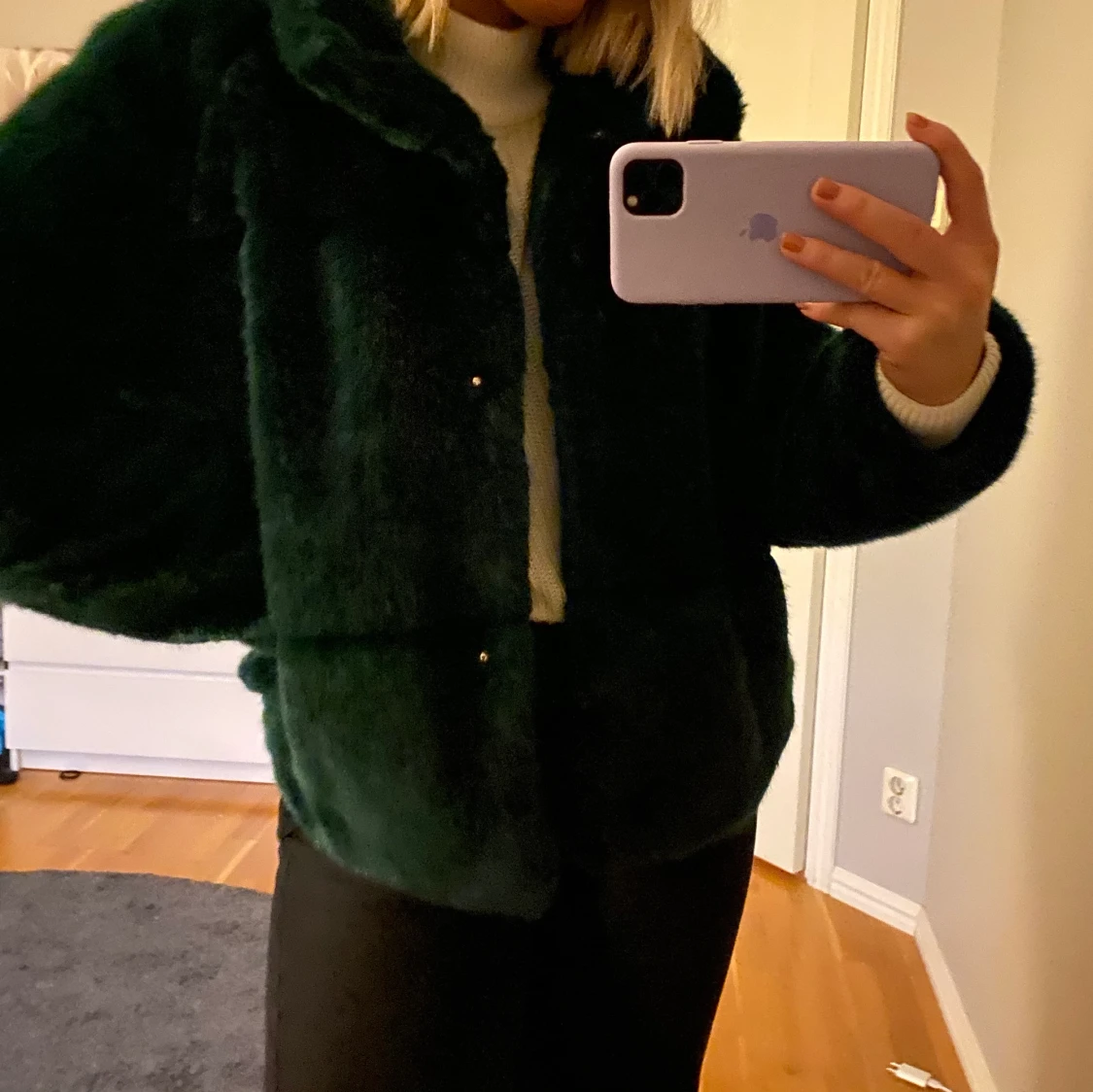 Mörkgrön pälsjacka - 91