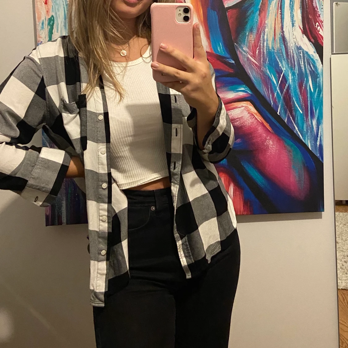 Rutig flanellskjorta 