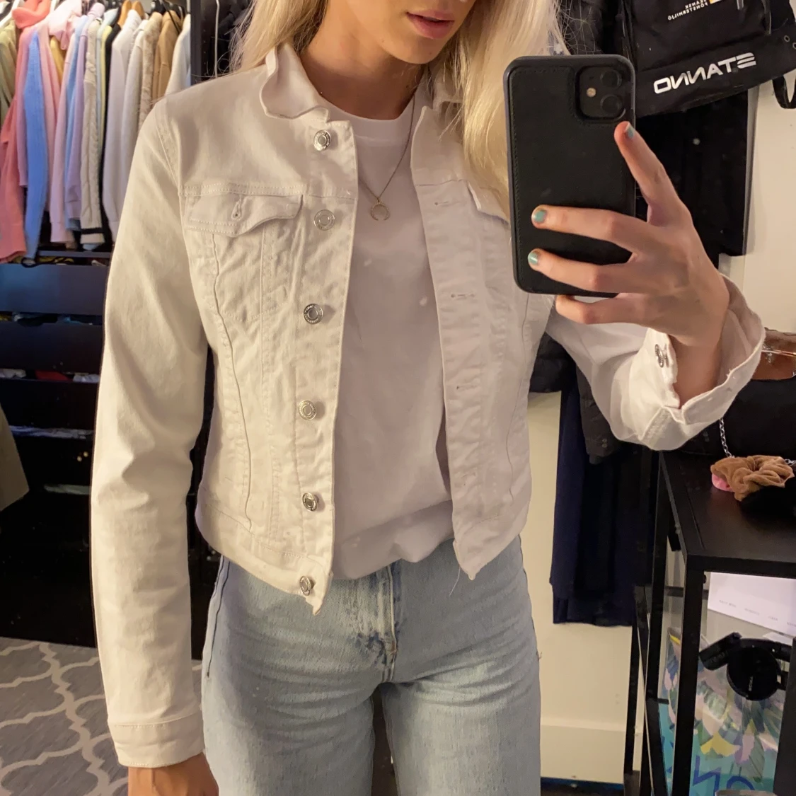 Vit jeans jacka  - 90