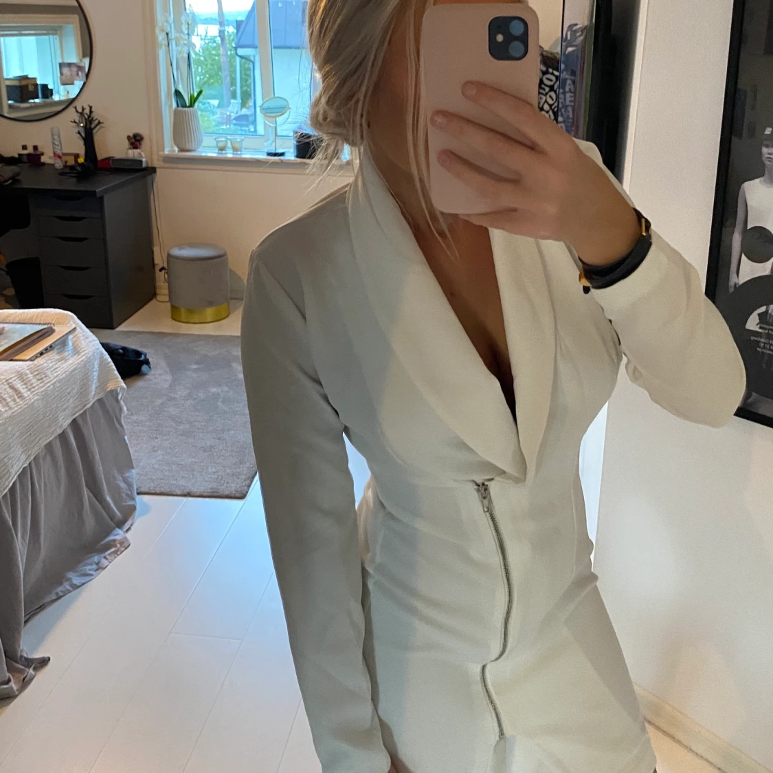 Vit Kavajklänning med dragkedja  - 91