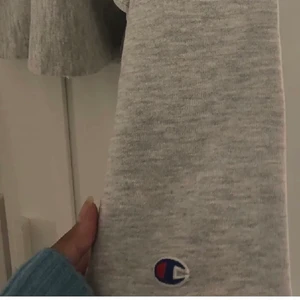 champion sweatshirt  - Grå supermysig croppad sweatshirt från Champion🤍 köpt på plick för ett tag sen men har tyvärr inte kommit till så mycket användning :( har ett litet hål på armen som syns på sista bilden men inget man märker. Fraktkostnad tillkommer 🦋 (ansvarar inte för postens slarv)